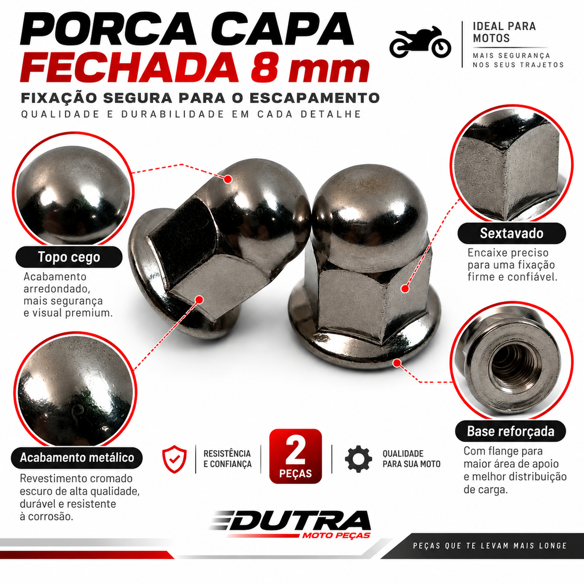 PAR PORCA CEGA FIXAR ESCAPE 8MM FAN 125 150 160 TITAN FAN 150 04-12 START BROS CB300 TWISTER TORNADO