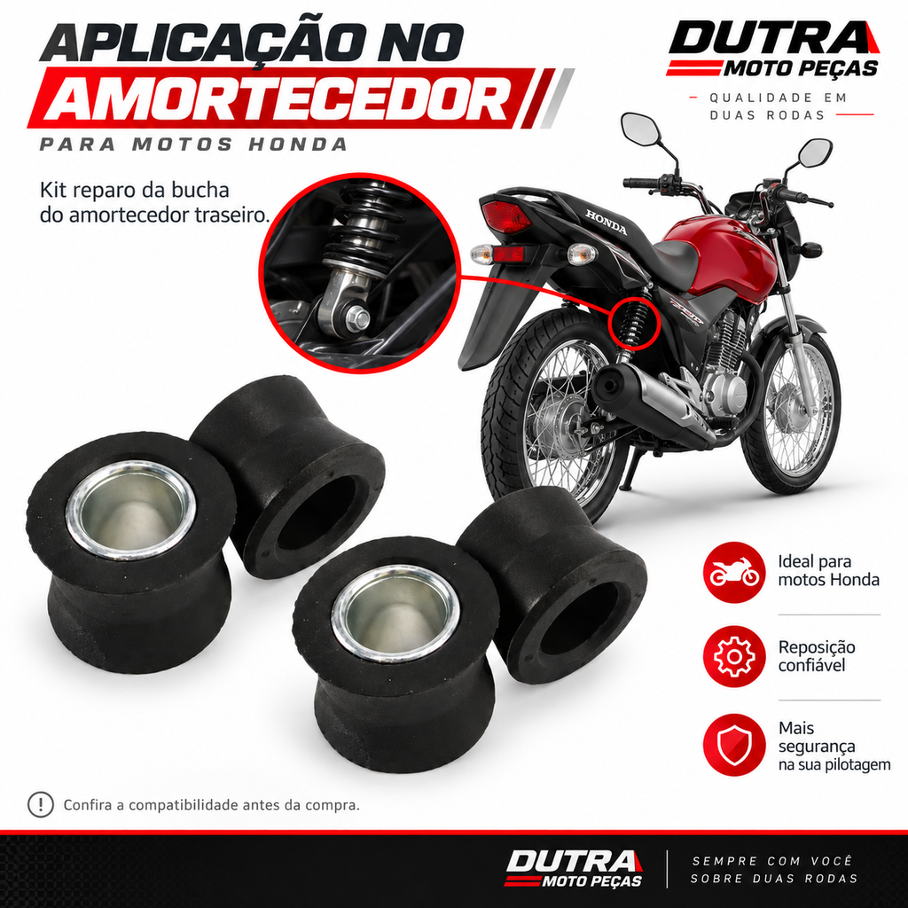 Kit Reparo Bucha amortecedorHonda Titan 125 Ks Es Fan Titan 150