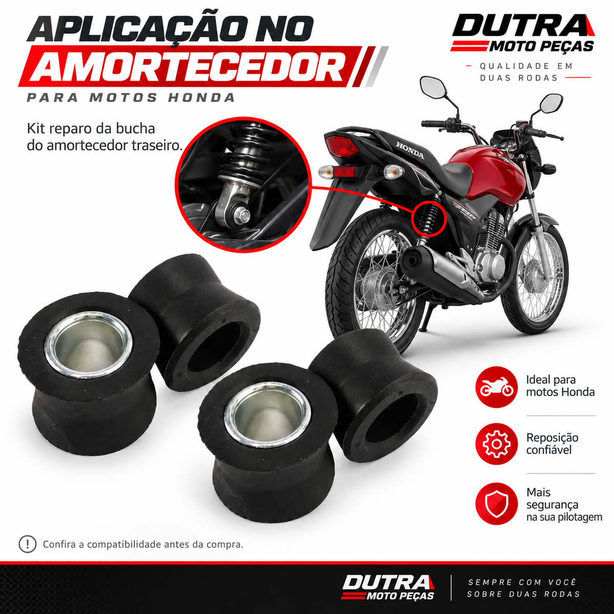 Kit Reparo Bucha amortecedorHonda Titan 125 Ks Es Fan Titan 150
