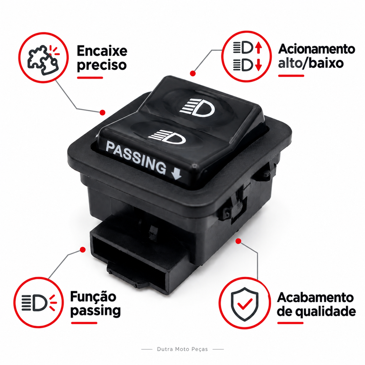 Botão Interruptor Farol Alto Baixo Burgman AN 125i 2005 Até 2015