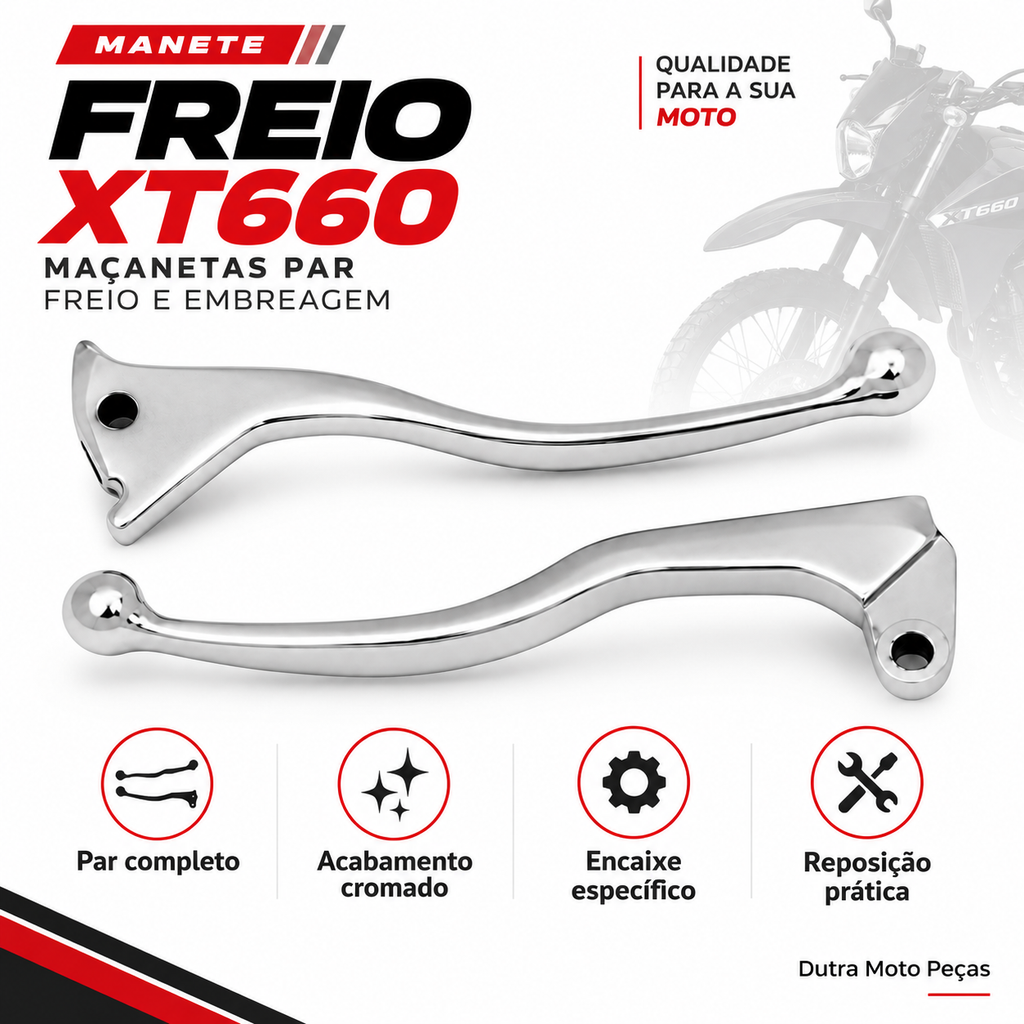 Manete Freio Cromado Xt660 Maçanetas Par Freio Embreagem