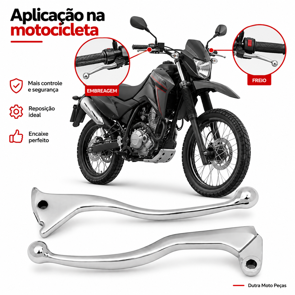 Manete Freio Cromado Xt660 Maçanetas Par Freio Embreagem