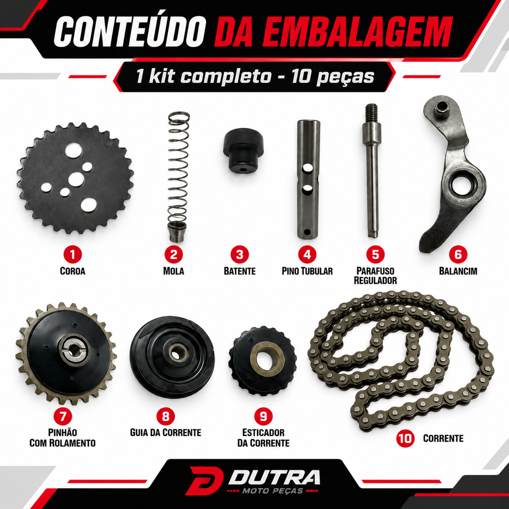Tensor Corrente Comando 10 PEÇA MOBY/ SKY 50/ XY / TRAXX/ STAR / SHINERAY/ PHOENUIX / JET 50