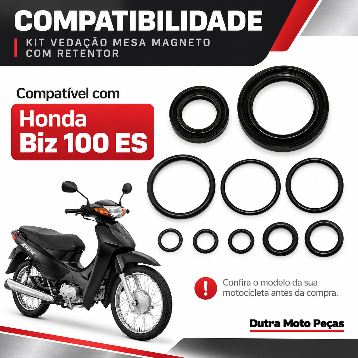 Anel Kit Vedacao Mesa Magneto Com Retentor Biz100 Es