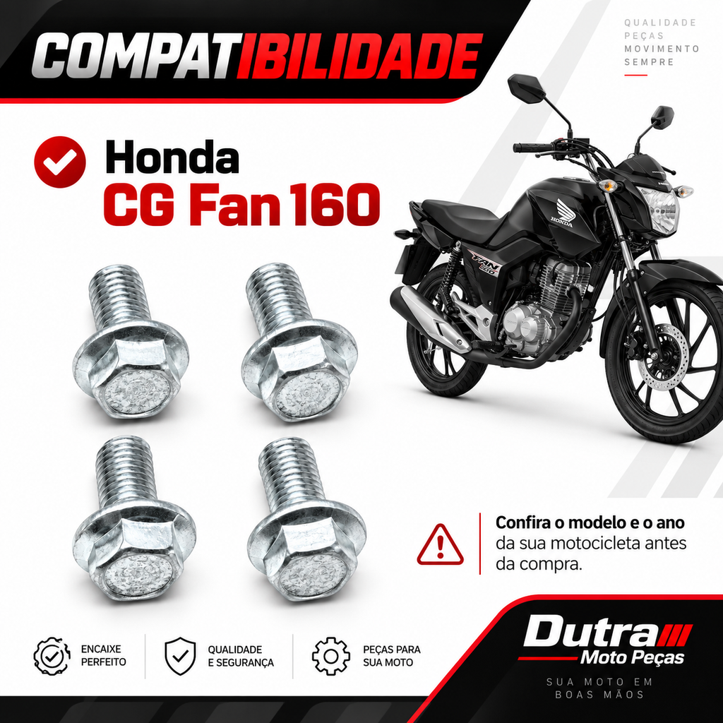 Kit Parafusos Estribo 4 Peças Fan 160