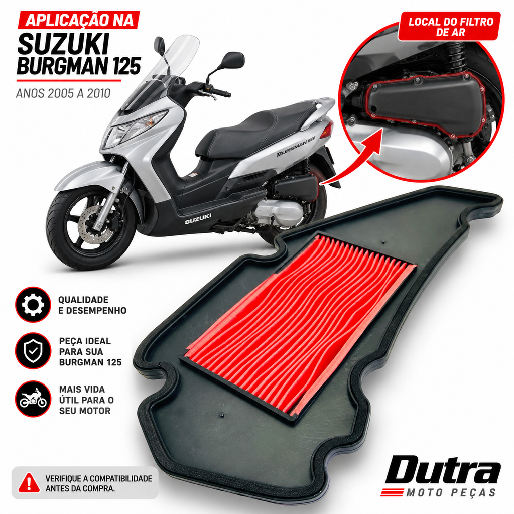 Filtro De Ar Suzuki Burgman 125 2005 06 2007 2008 2009 2010