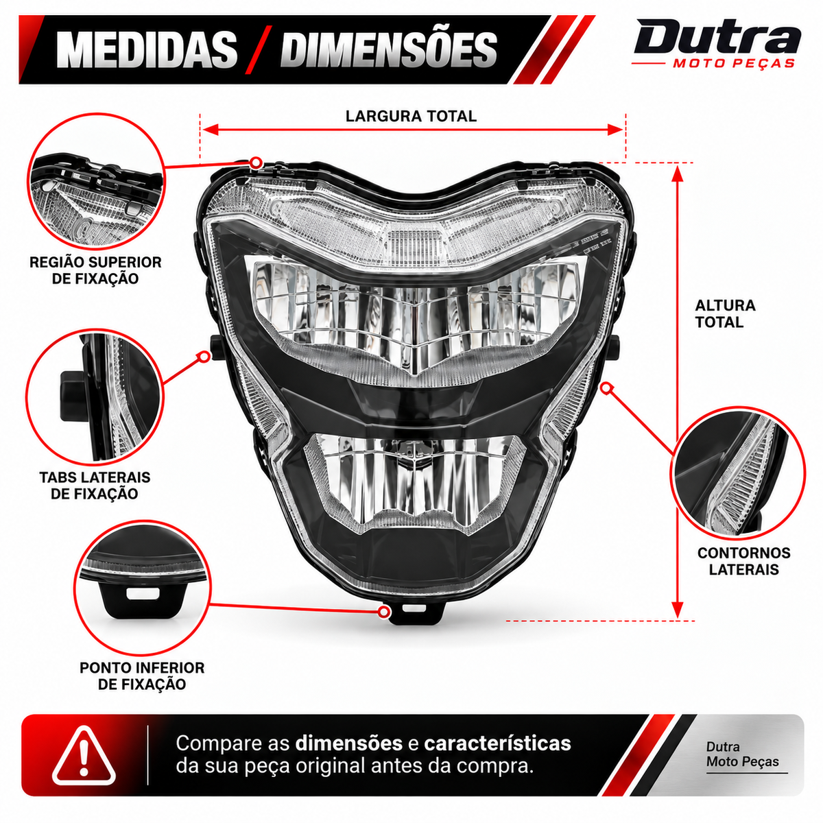 Farol De Led Titan 160 2025 Bros 160 2025 Xre 190 2025 Tornado 250 2025