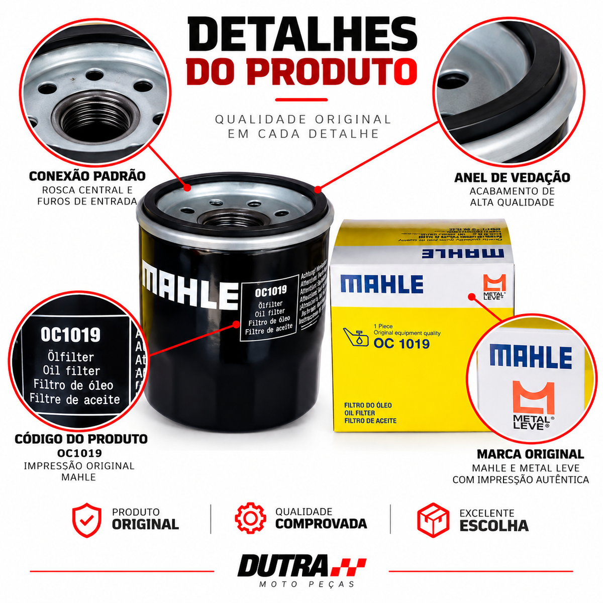 Filtro De Óleo Mahle OC1019 Metal Leve NC700X Todas