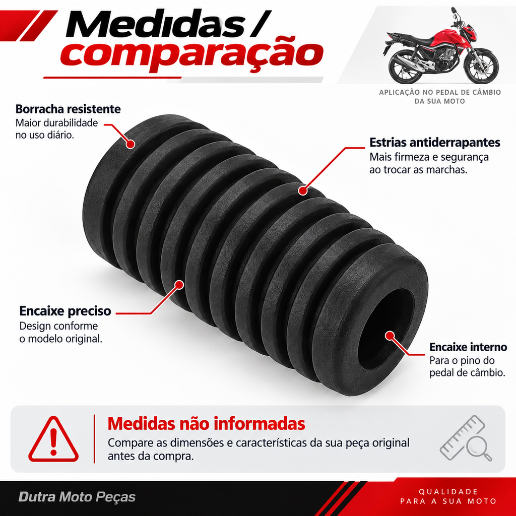 Borracha Pedal Cambio Titan 125/150/160/Twister/Falcon/Cb300/Cbx 150/200/BROS/Xre