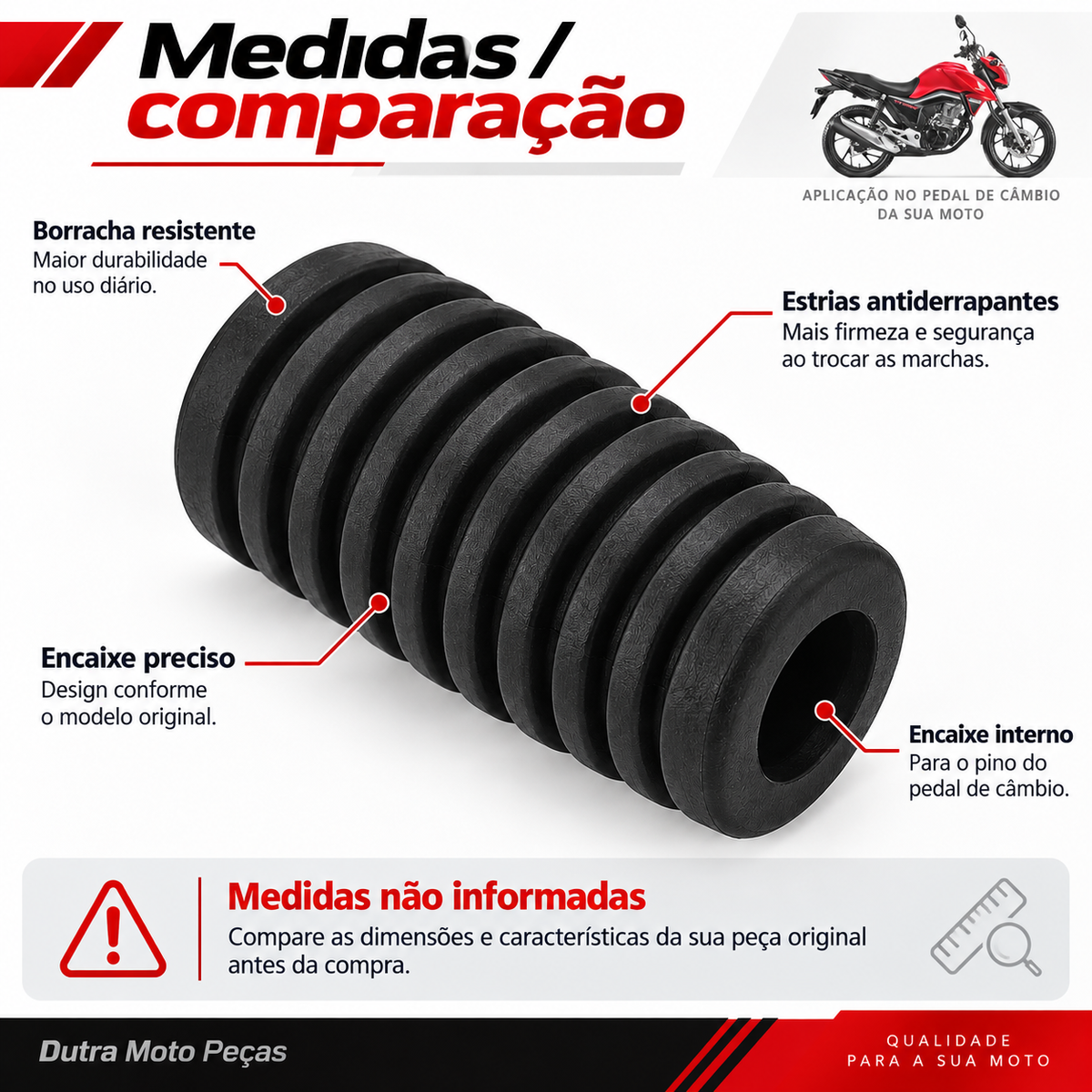 Borracha Pedal Cambio Titan 125/150/160/Twister/Falcon/Cb300/Cbx 150/200/BROS/Xre