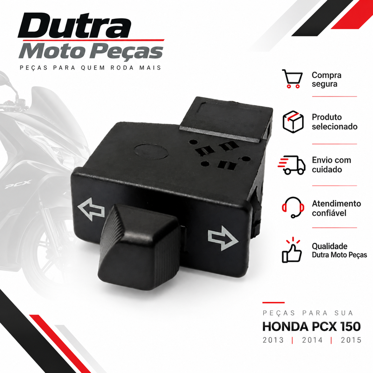 Botão Interruptor Pisca Honda PCX 150 2013 2014 2015 Modelo Original Chave Seta Lado Esquerdo