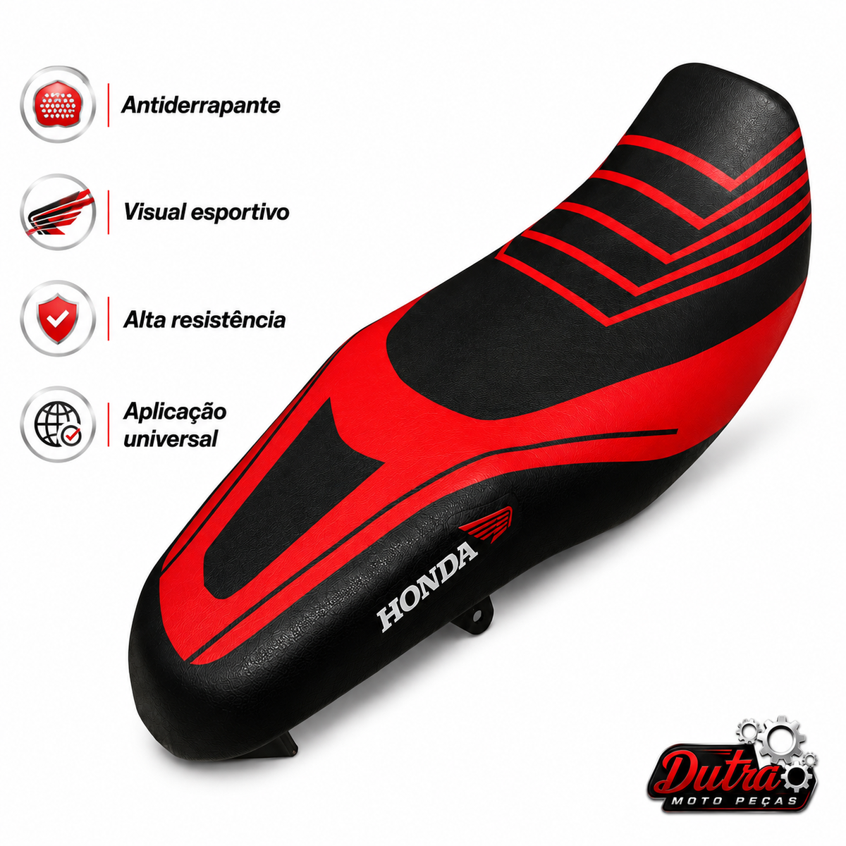Capa Power Banco Moto Antiderrapante Universal CG Titan Fan Bros CB300 (vermelha/preta)