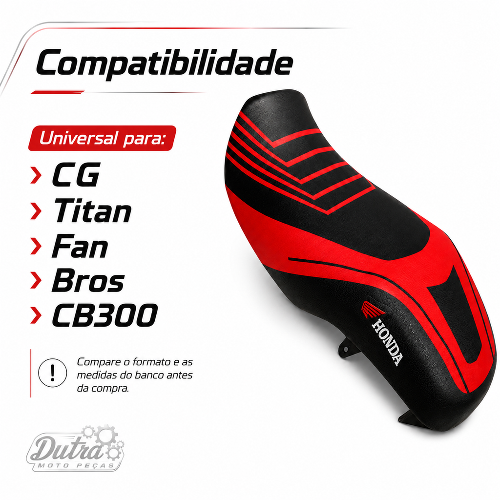 Capa Power Banco Moto Antiderrapante Universal CG Titan Fan Bros CB300 (vermelha/preta)