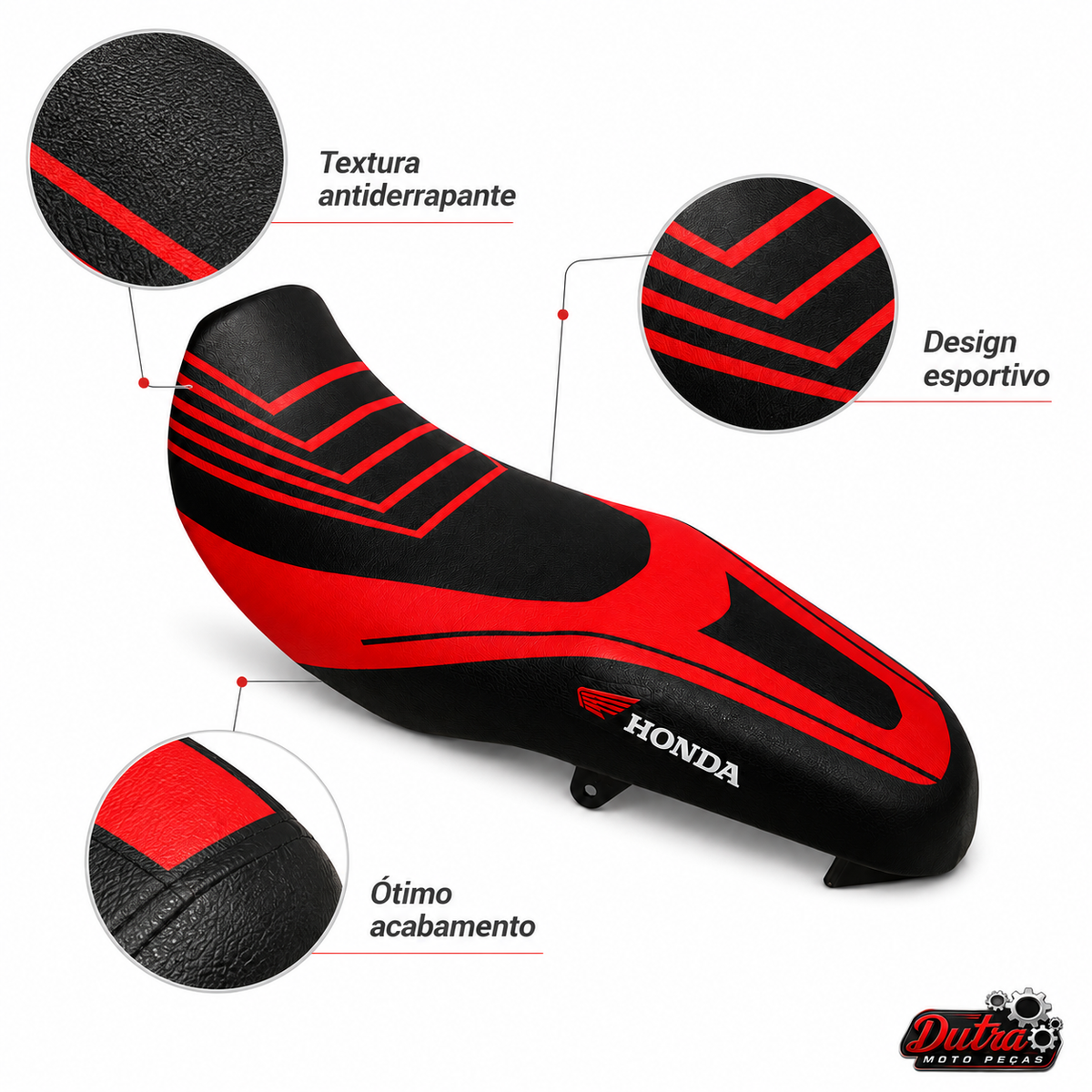 Capa Power Banco Moto Antiderrapante Universal CG Titan Fan Bros CB300 (vermelha/preta)