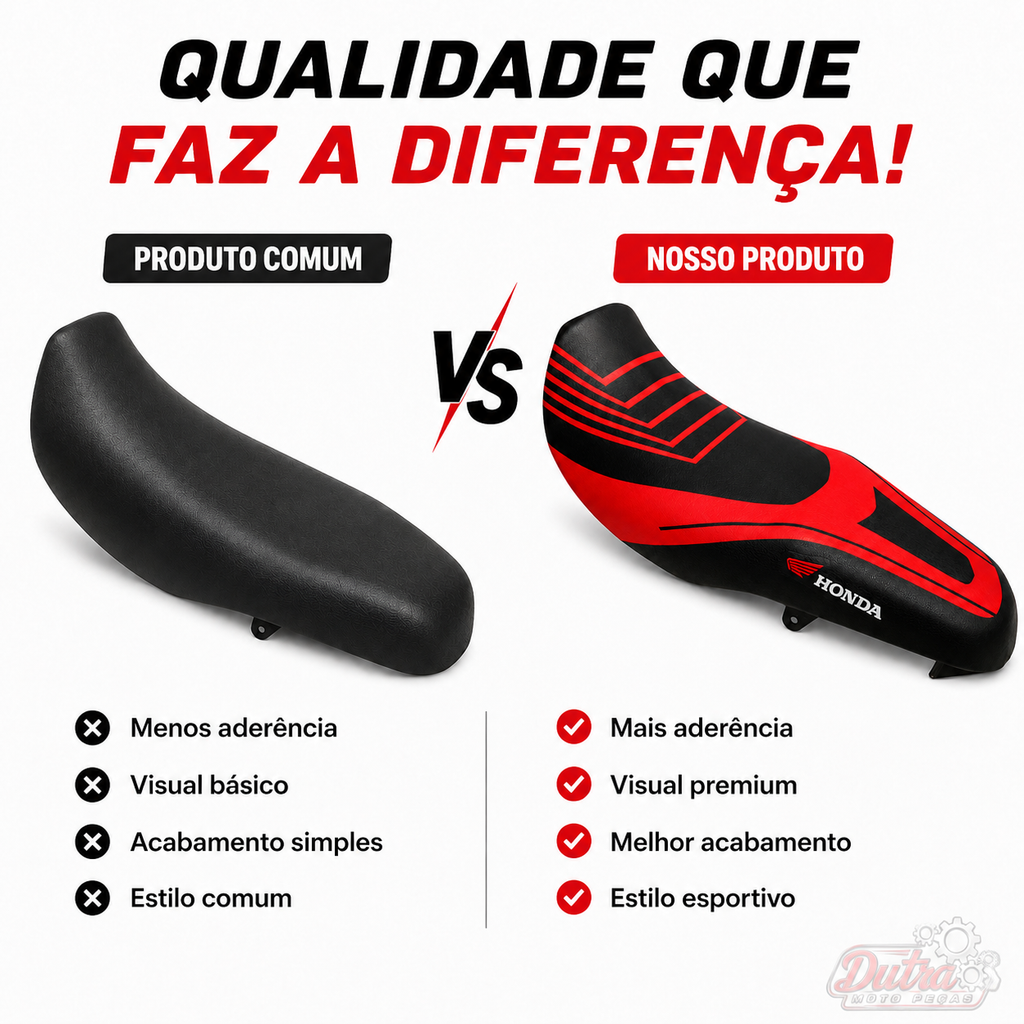Capa Power Banco Moto Antiderrapante Universal CG Titan Fan Bros CB300 (vermelha/preta)
