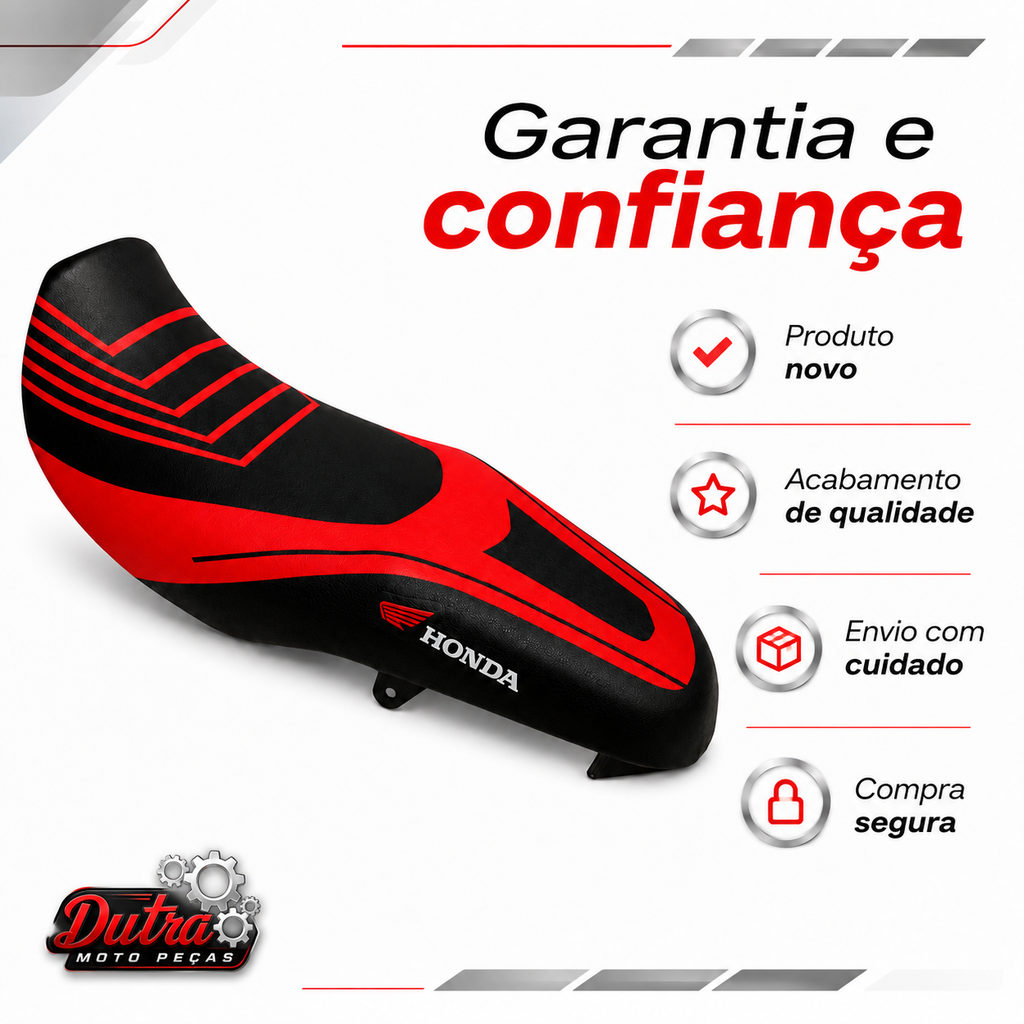Capa Power Banco Moto Antiderrapante Universal CG Titan Fan Bros CB300 (vermelha/preta)