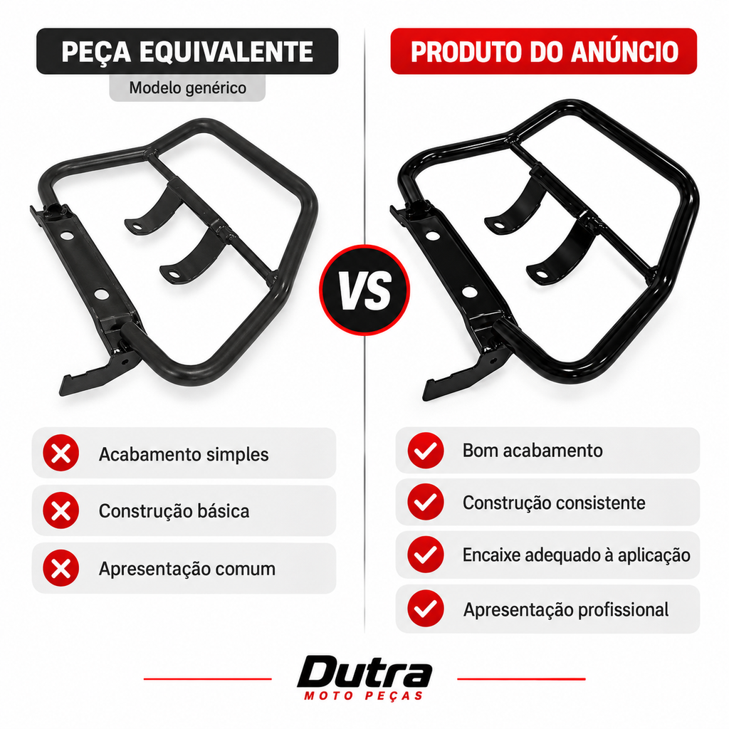 Alça Traseira Honda Titan 150 2004 Até 2008 Modelo Esportiva Preto Polimet