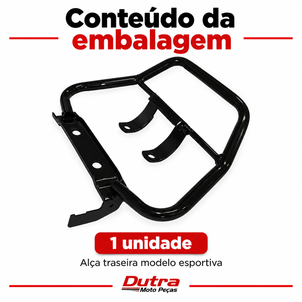 Alça Traseira Honda Titan 150 2004 Até 2008 Modelo Esportiva Preto Polimet