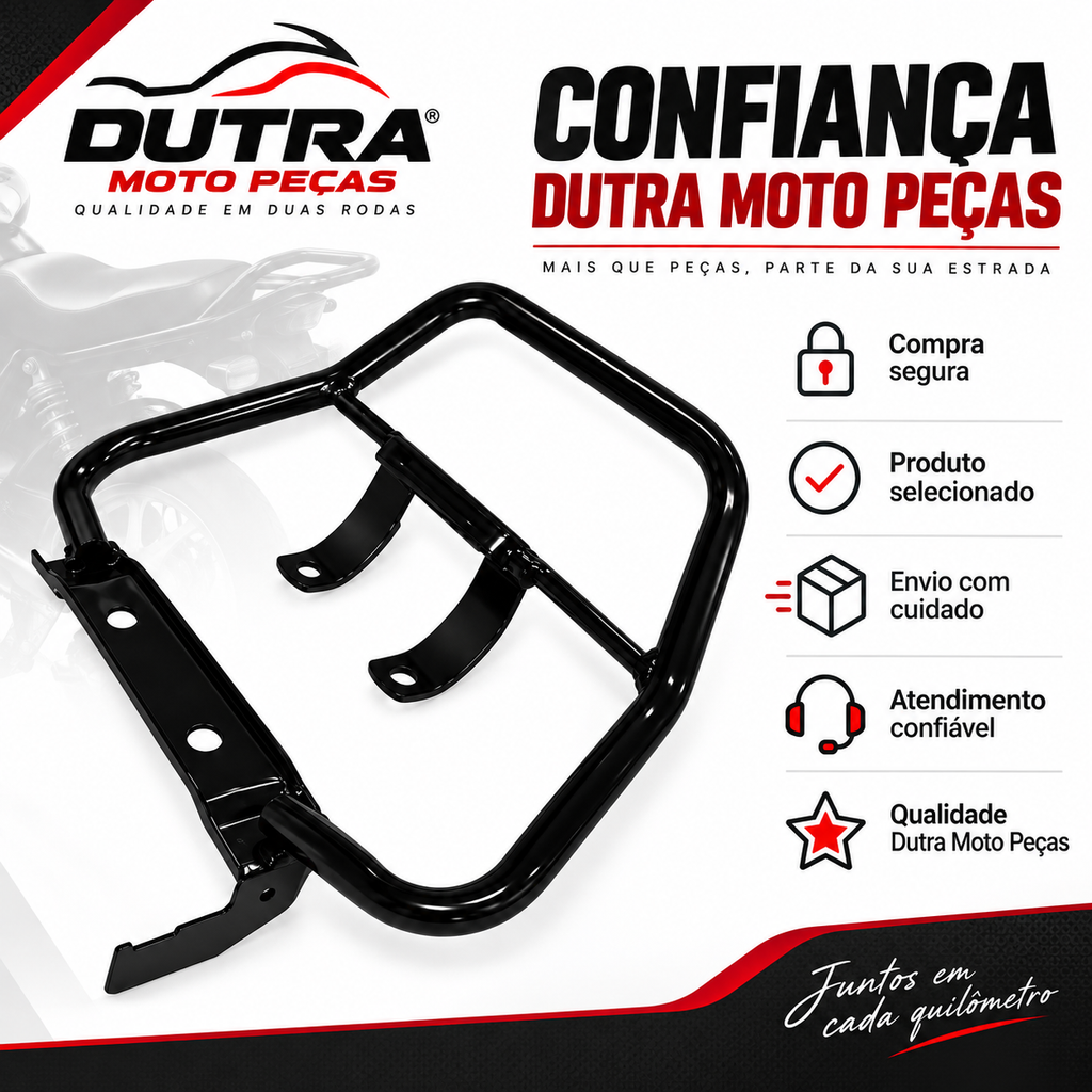 Alça Traseira Honda Titan 150 2004 Até 2008 Modelo Esportiva Preto Polimet