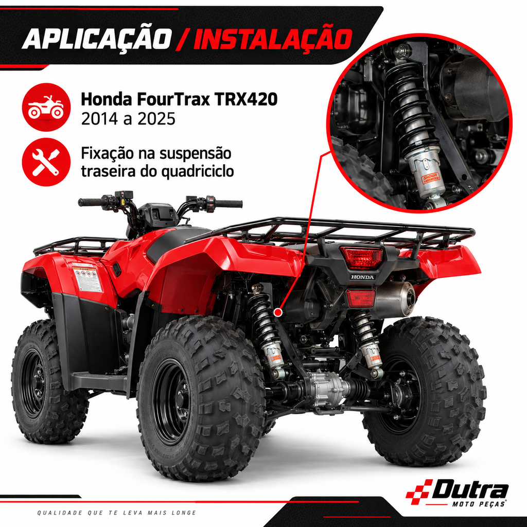 Amortecedor Traseiro Quadriciclo Fourtrax Trx420 2014 Até 2025