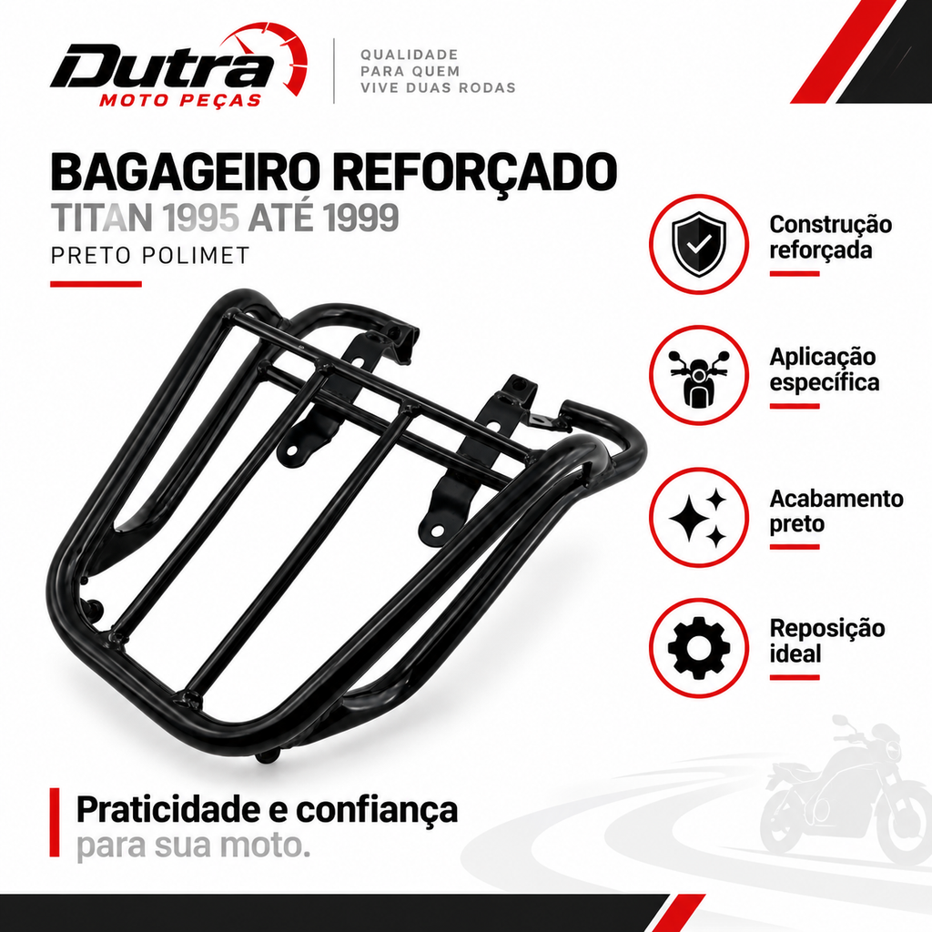 Bagageiro Reforçado Titan 1995 Até 1999 Preto Polimet