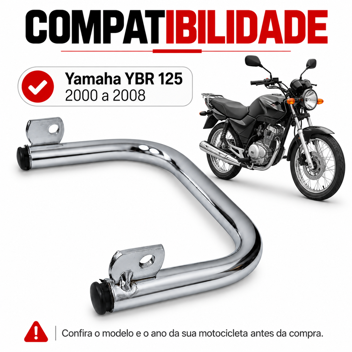 Barra Estabilizadora Ybr 125 2000 Até 2008 Cromado Polimet