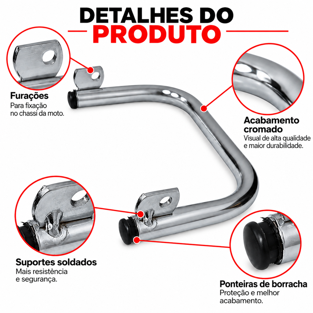 Barra Estabilizadora Ybr 125 2000 Até 2008 Cromado Polimet