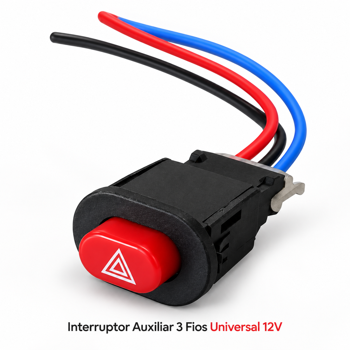 Botão Interruptor Auxiliar 3 Fios Universal Pisca Alerta Moto Carro 12V Farol Auxiliar LED Chave Liga Desliga