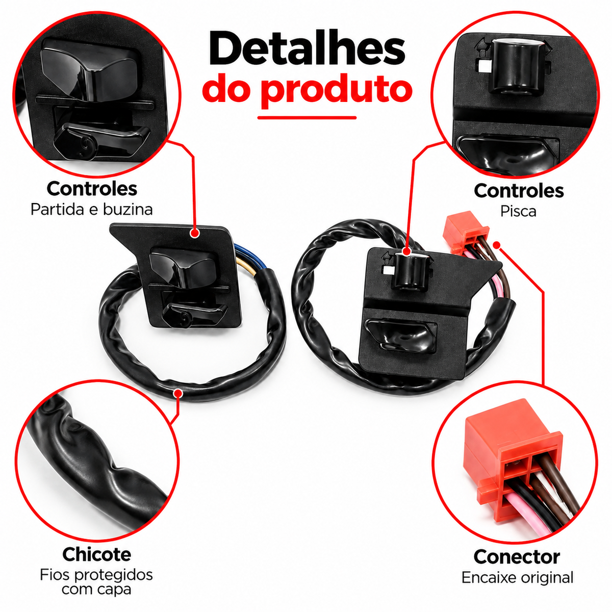 Botao Partida E Buzina /Pisca CRYPTON 115 (KIT 2 PUNHOS)