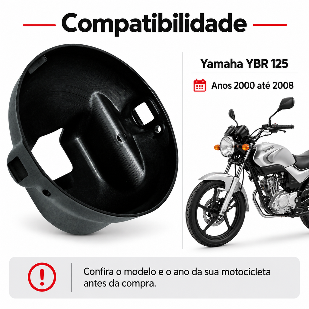Carcaça Do Farol Preto Ybr 125 De 2000 Ate 2008