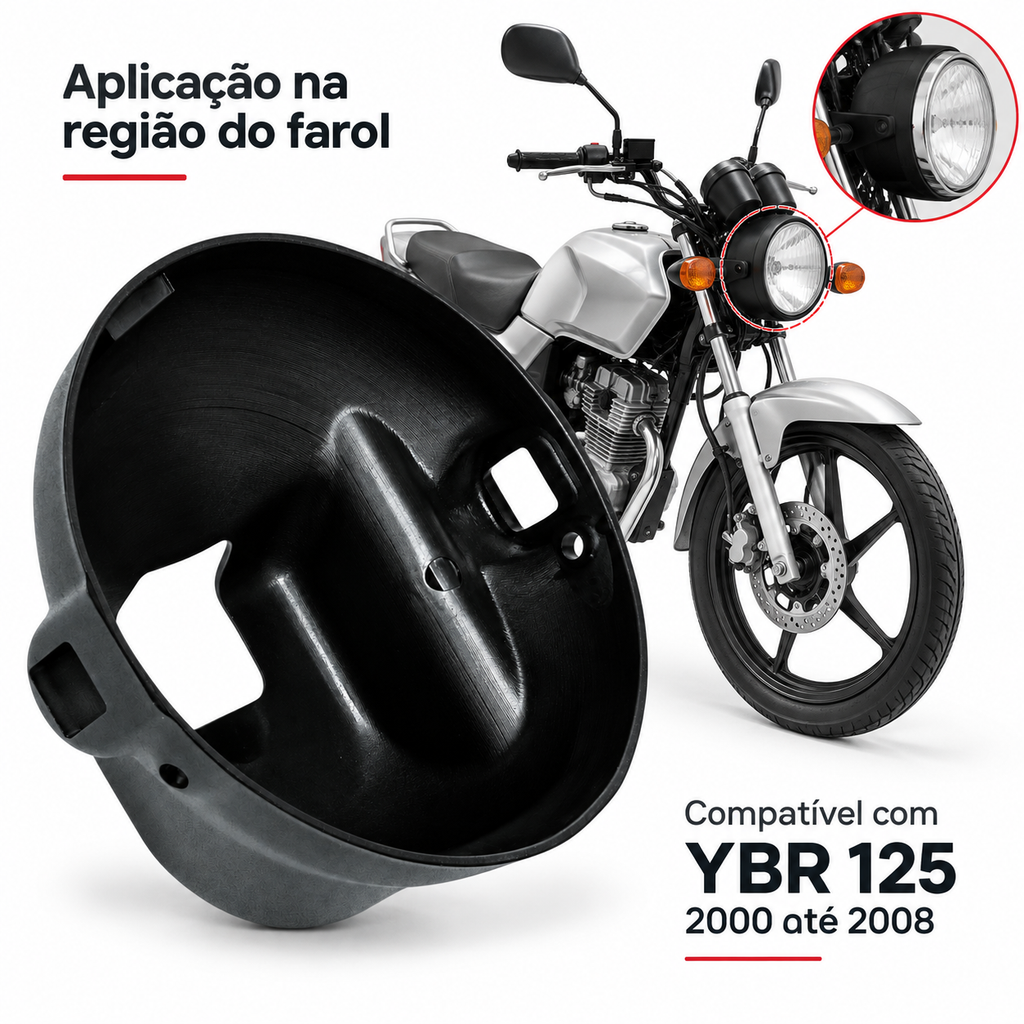 Carcaça Do Farol Preto Ybr 125 De 2000 Ate 2008