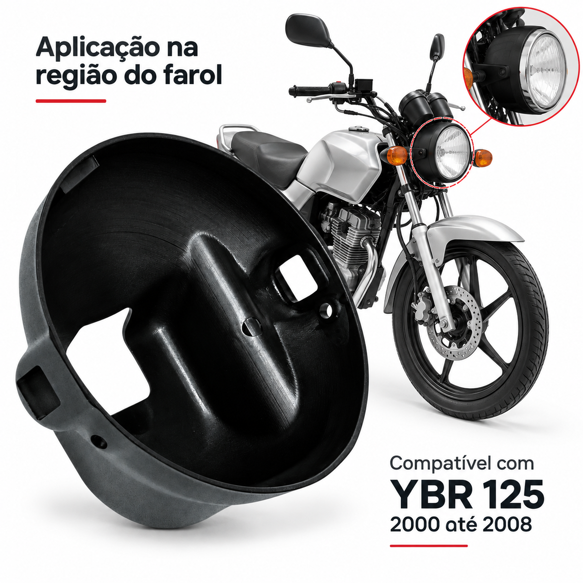 Carcaça Do Farol Preto Ybr 125 De 2000 Ate 2008
