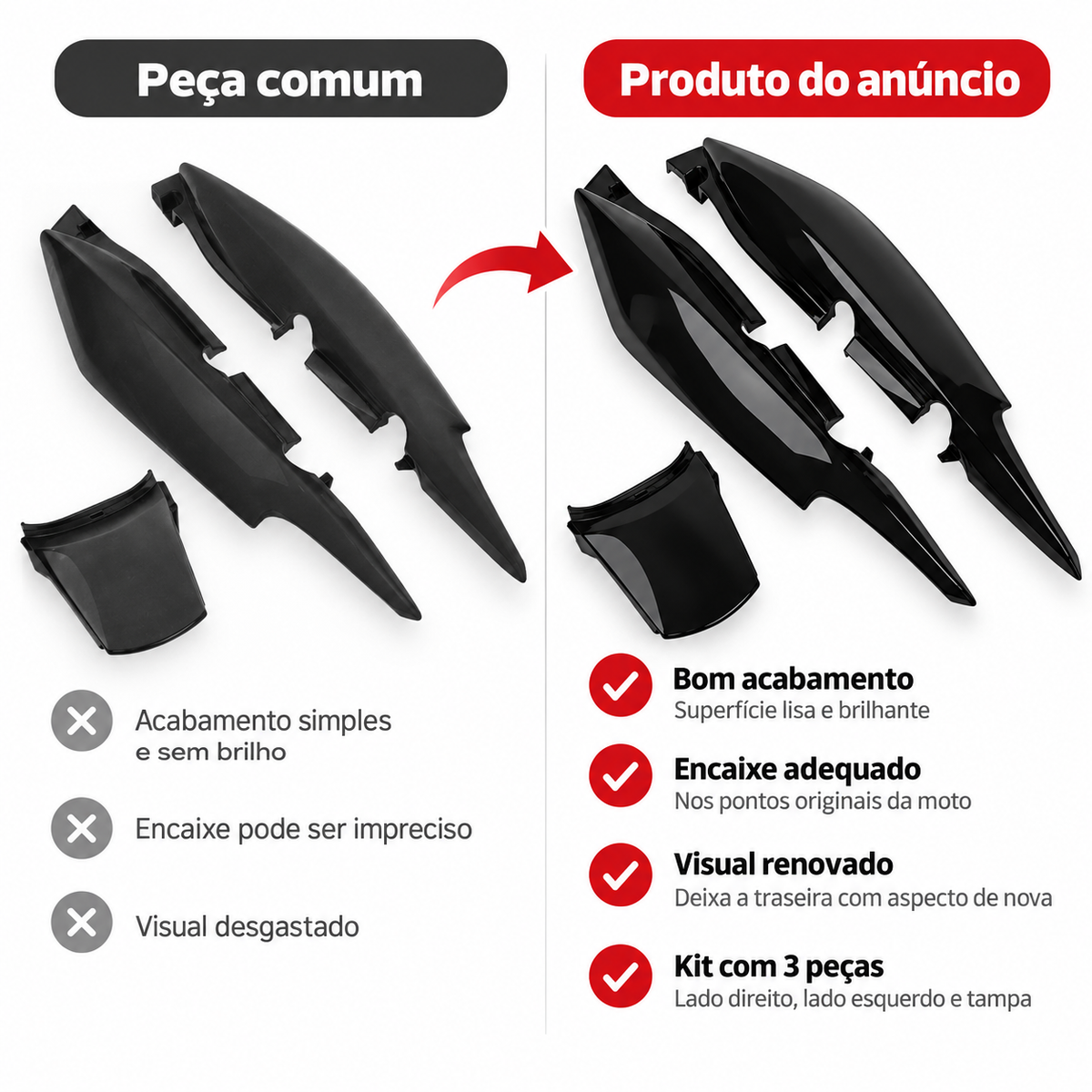 Carenagem Rabeta Traseira Completa Cg Fan 125 2009 Até 2013