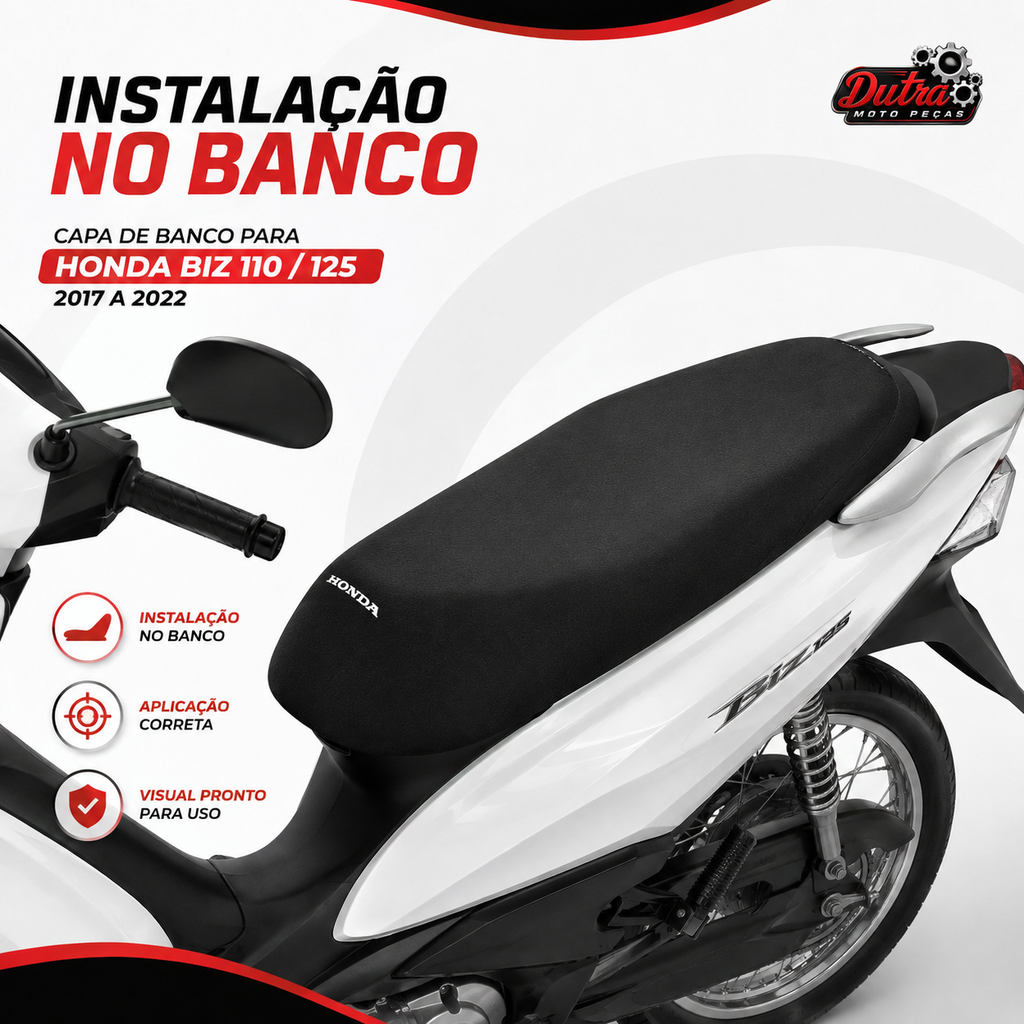 Capa Banco Honda Biz 110 125 2017 2018 2019 2020 2021 2022 Preta