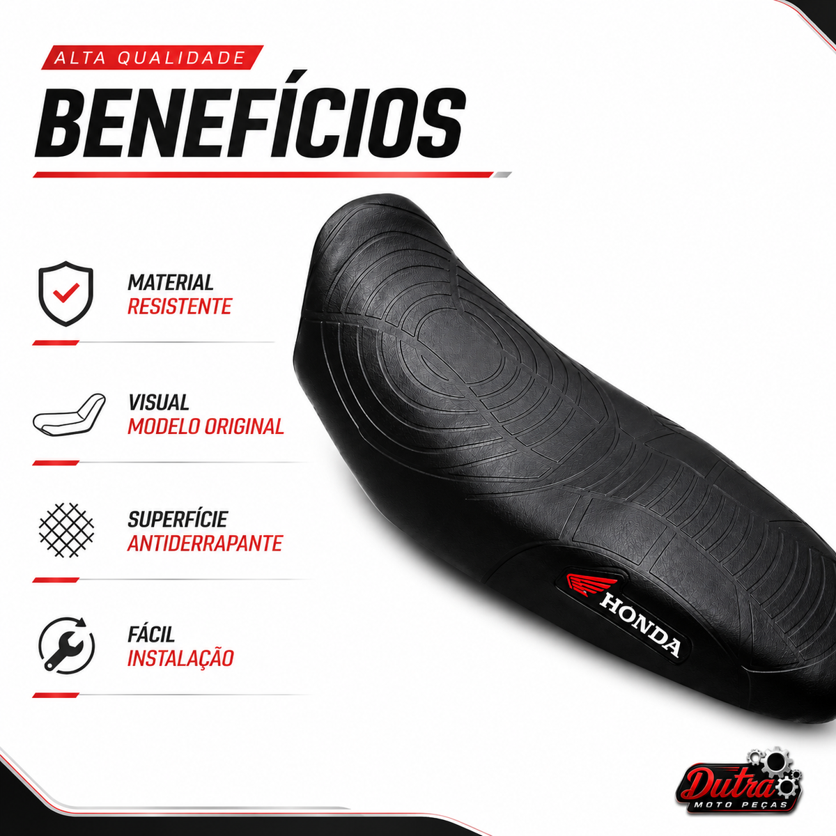 . Capa de Banco Honda CG Titan 160 2016 a 2022 Preta Reposição