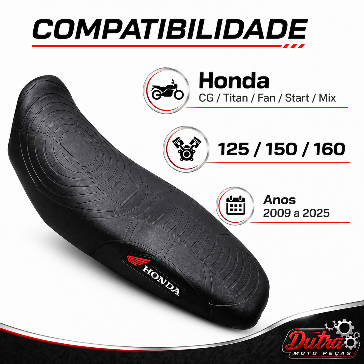 Capa De Banco Moto Antiderrapante Universal Honda CG 125 150 160 Titan Fan Bros CB300