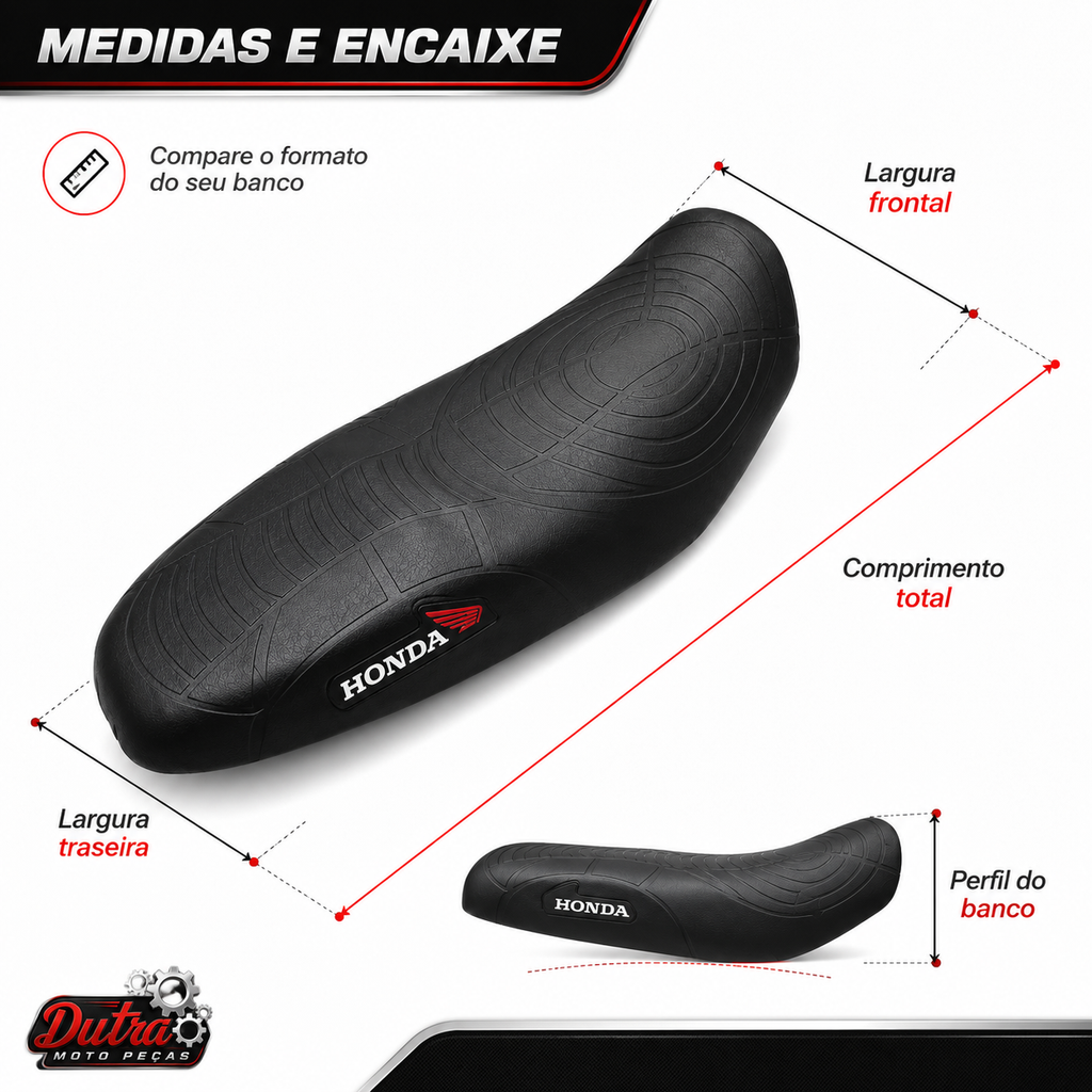 . Capa de Banco Honda CG Titan 160 2016 a 2022 Preta Reposição