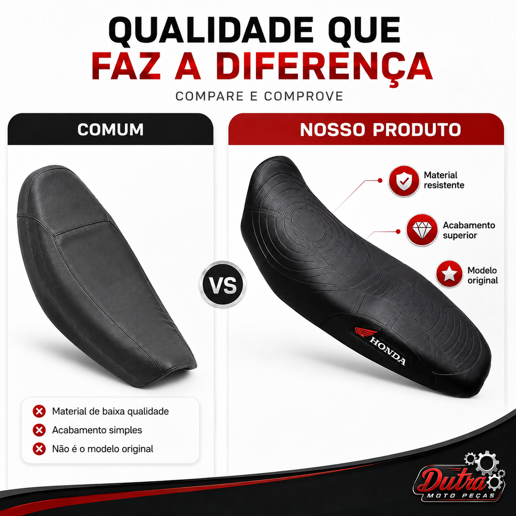 Capa De Banco Moto Antiderrapante Universal Honda CG 125 150 160 Titan Fan Bros CB300