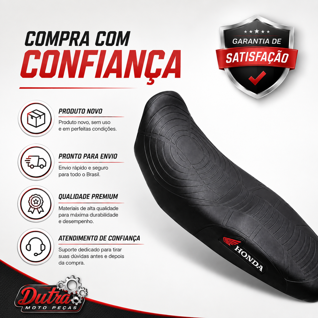 . Capa de Banco Honda CG Titan 160 2016 a 2022 Preta Reposição