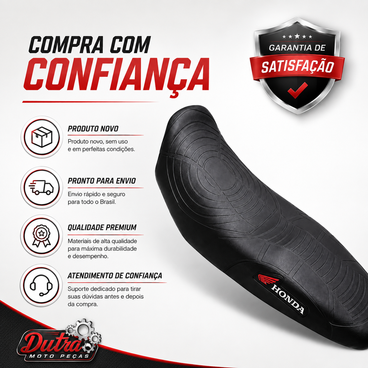 Capa De Banco Moto Antiderrapante Universal Honda CG 125 150 160 Titan Fan Bros CB300