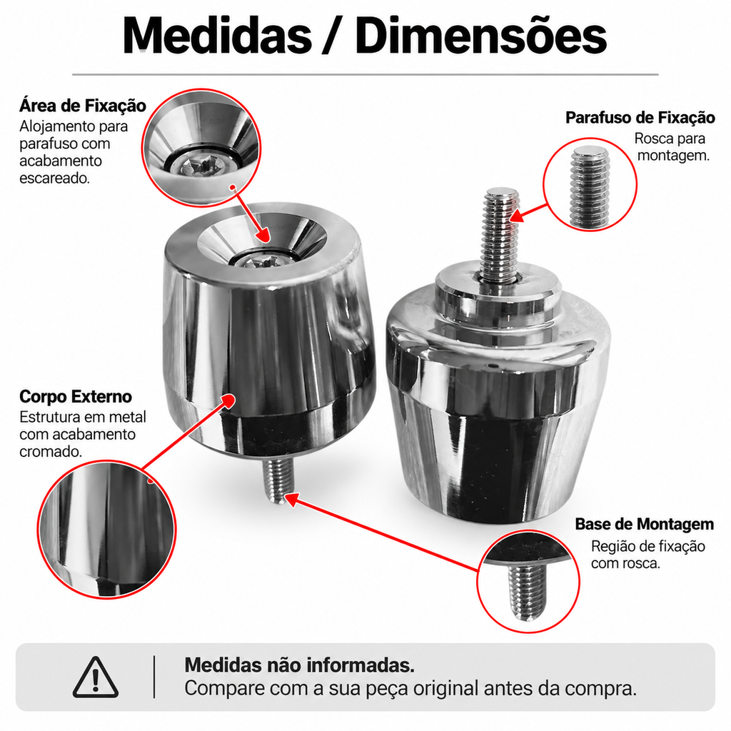 Par Pesinho / Peso Guidão com fixador  PCX cromado  UNIVERSAL