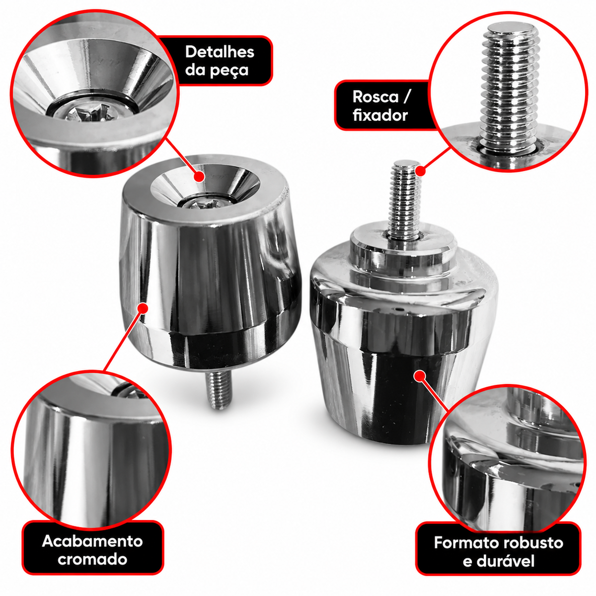 Par Pesinho / Peso Guidão com fixador  PCX cromado  UNIVERSAL