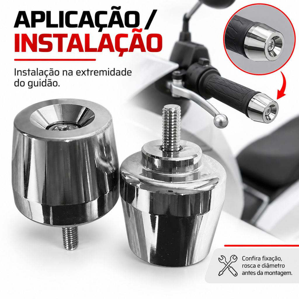 Par Pesinho / Peso Guidão com fixador  PCX cromado  UNIVERSAL