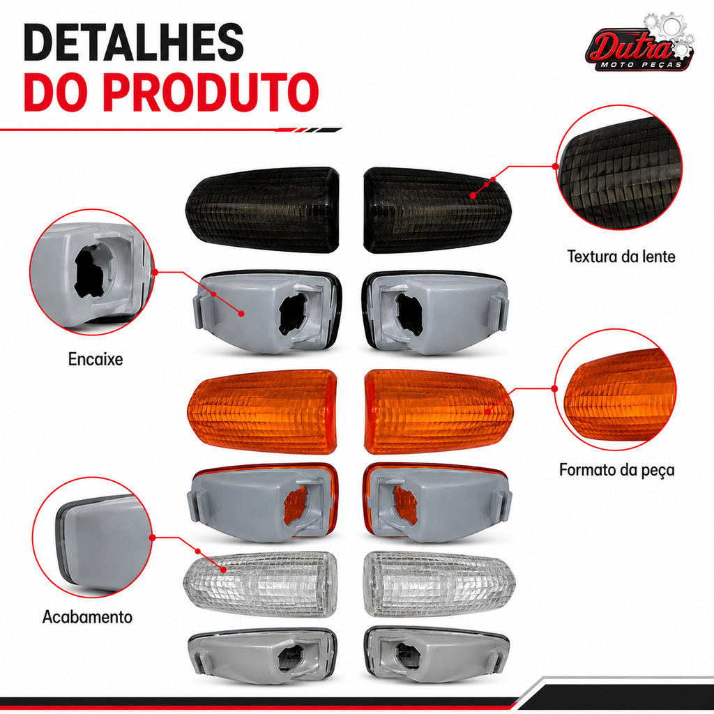 Kit 2 ou 4 Lentes Pisca Seta Honda Twister CBX 250 CB 300 XRE 300 CG 150 Laranja Cristal Fumê