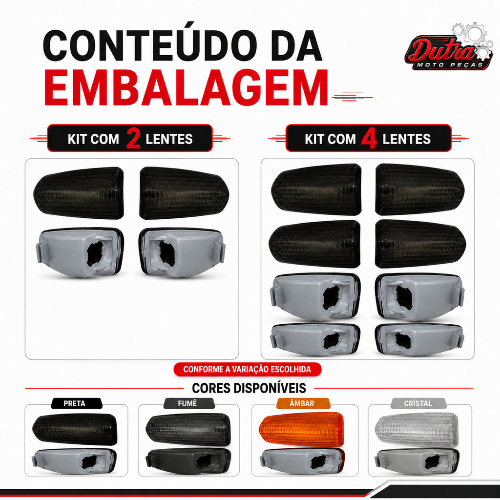Kit 2 ou 4 Lentes Pisca Seta Honda Twister CBX 250 CB 300 XRE 300 CG 150 Laranja Cristal Fumê