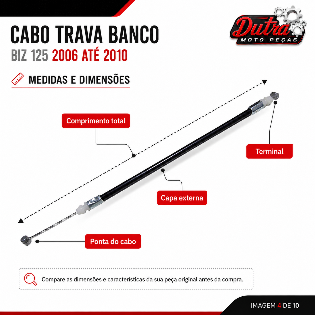 Cabo Trava Banco Biz 125 2006 Até 2010