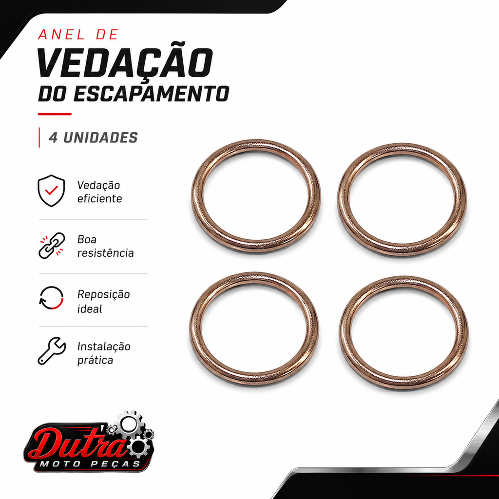 Anel Escape Cg Titan Fan 125 / 150 / 160 Ybr Kit Com 4 Peças