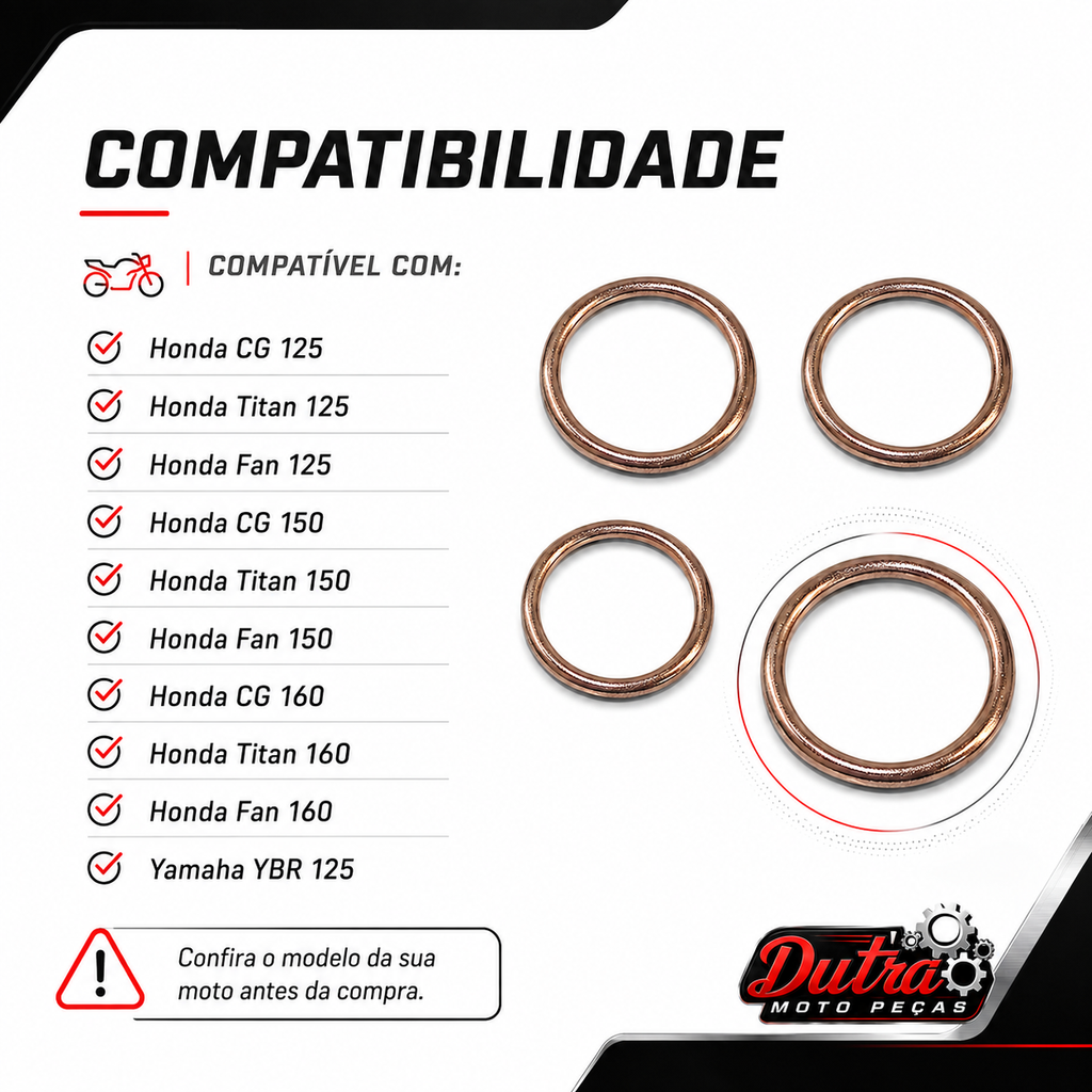Anel Escape Cg Titan Fan 125 / 150 / 160 Ybr Kit Com 4 Peças