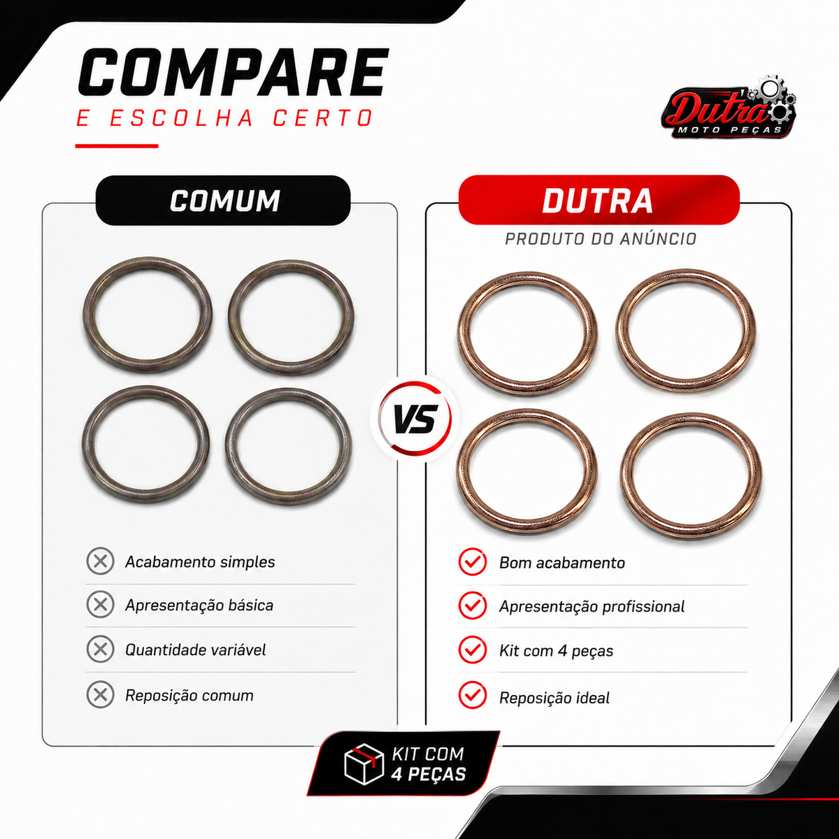 Anel Escape Cg Titan Fan 125 / 150 / 160 Ybr Kit Com 4 Peças
