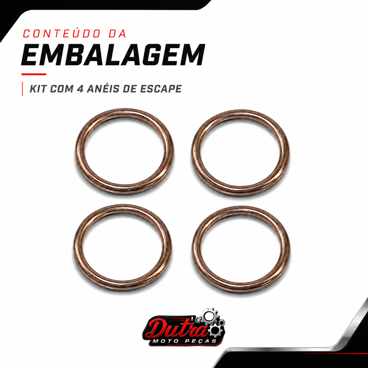 Anel Escape Cg Titan Fan 125 / 150 / 160 Ybr Kit Com 4 Peças